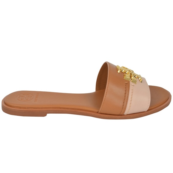 NIB Tory Burch EVERLY Two Tone Slide Sandals Tan - Picture 2 of 7